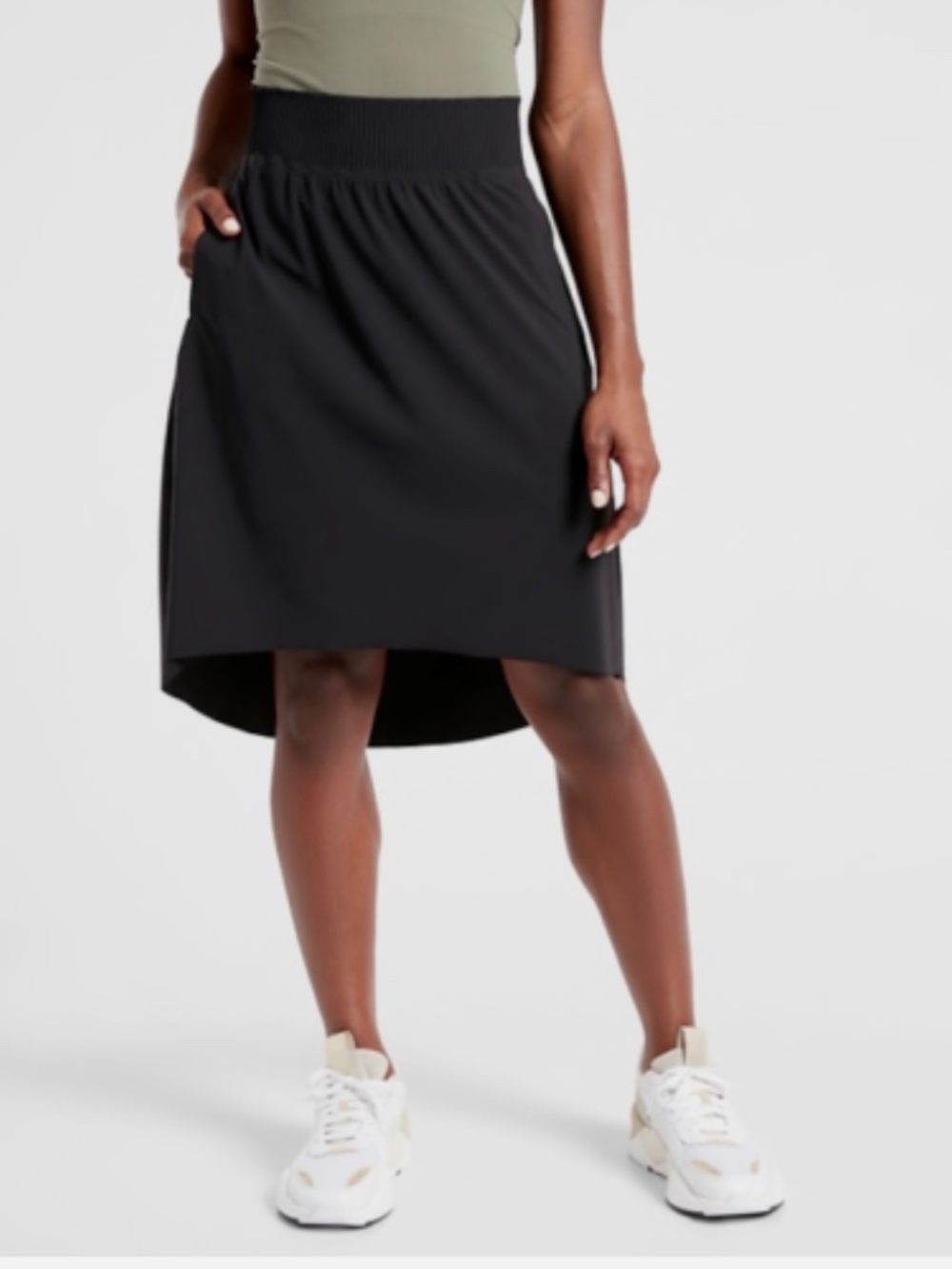 Athleta Cosmic Skirt Black High Low Midi Skirt Size M